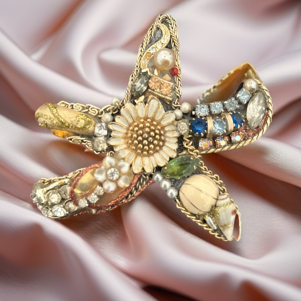 Fun Beachy Up-Cycled Handmade Starfish Pin